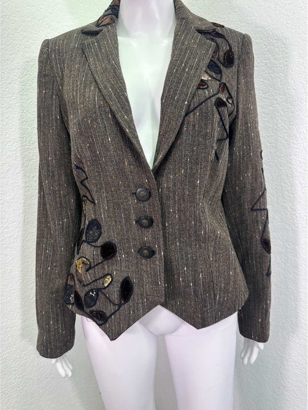 VTG 1980s Women’s Sz 10 Canvasbacks Brown Blazer Wool Blend Art to Wear Academia
